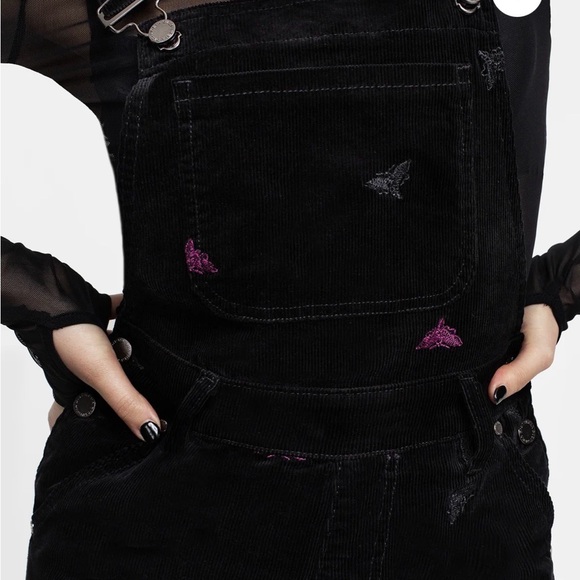 Disturbia Black Velvet Jumpsuit with Sheer Accents - Picture 2 of 8